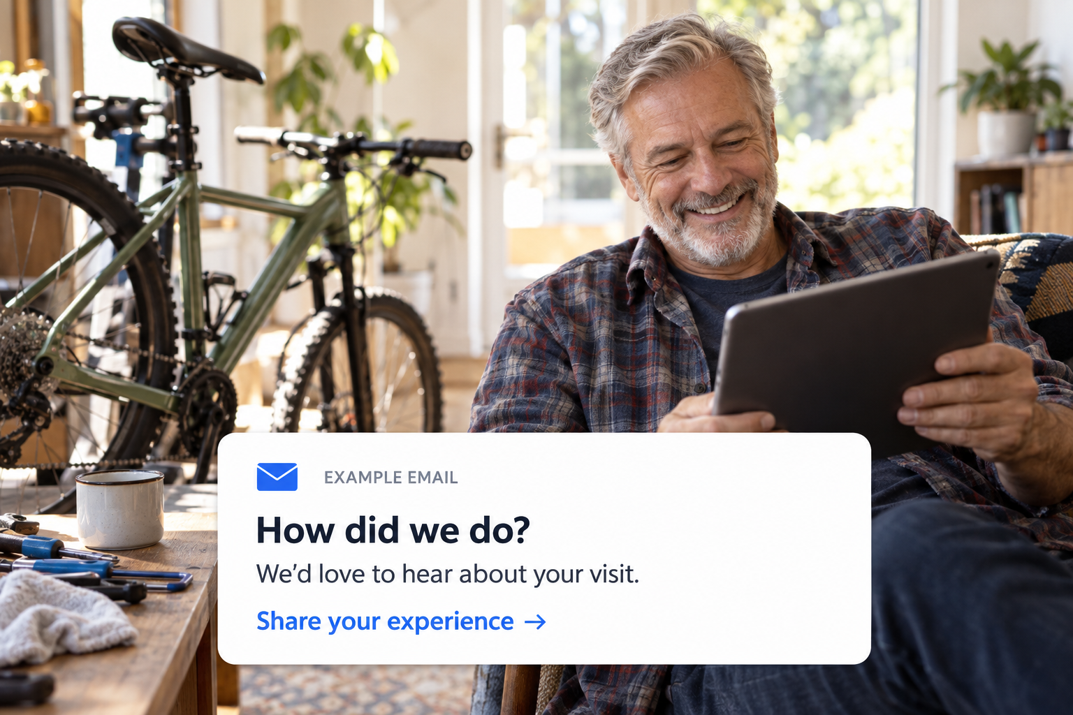 Ask how the visit went: a customer reading an example email message