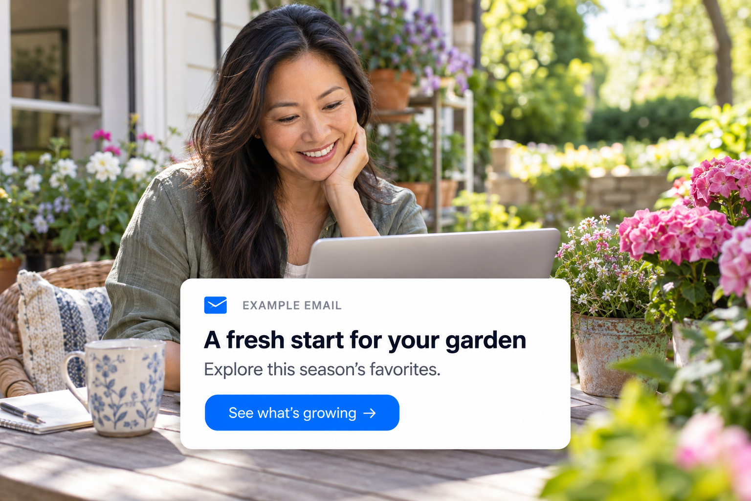 Share a seasonal offer: a customer reading an example email message
